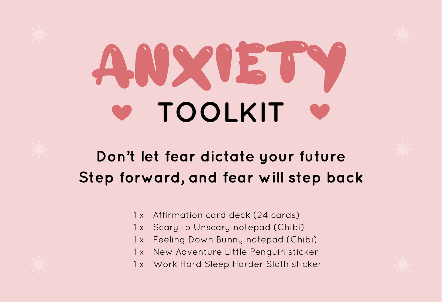 Kawaii toolkit from Rainbow & Bubbles to help with anxiety.