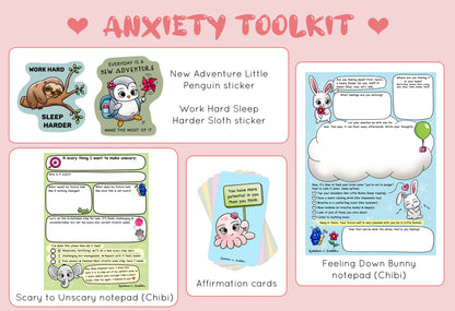 Kawaii toolkit from Rainbow & Bubbles to help with anxiety.